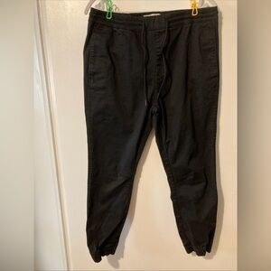 Pull&Bear Men's Black Jogger Pants with Drawstring